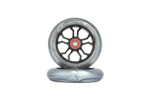 GRIT 10R WHEELS - 110X24MM BLACK/SILVER METALLIC PU (PAIR)