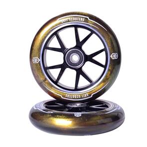 GRIT ALLOY 110MM WHEELS - GOLD URETHANE WITH BLACK CORE (PAIR)