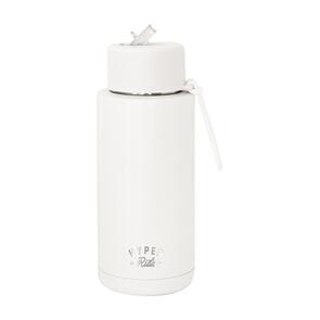 HYPER RIDE WHITE TRIPLE WALL VACUUM INSULATED CERAMIC STAINLESS WATER BOTTLE 30OZ (1L)