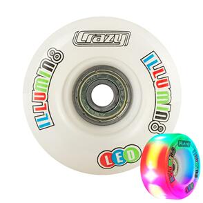CRAZY SKATES 58MM ILLUMIN8 WHITE LED LIGHT-UP ROLLER SKATE WHEELS (SET OF 2)