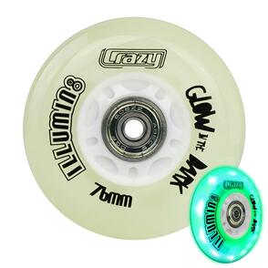 CRAZY SKATES 76MM ILLUMIN8 GLOW IN THE DARK LED LIGHT-UP INLINE WHEELS