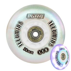 CRAZY SKATES 80MM ILLUMIN8 PEARL LED LIGHT-UP INLINE WHEELS