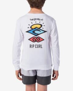 RIP CURL WETSUITS 2021 BOYS SEARCH LOGO LS WHITE