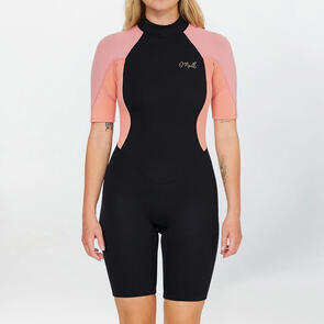 ONEILL 2025 WOMENS REACTOR 2 BACK ZIP SHORT SLEEVE SPRING 2MM BURNT CORAL