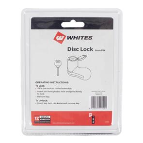 WHITES WPSDL6 WMP DISC LOCK - 6MM PIN - WITH DISC LOCK REMINDER
