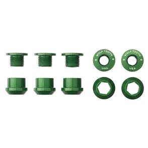 WOLF TOOTH CHAINRING BOLTS+NUTS - 5 PCS - GREEN - 6MM