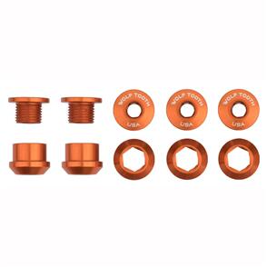 WOLF TOOTH CHAINRING BOLTS+NUTS - 5 PCS - ORANGE - 6MM