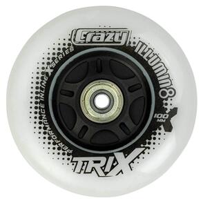 CRAZY SKATES CRAZY SKATES 100MM TRIX BLACK LED LIGHT-UP INLINE WHEELS | (100MM SET OF 4)