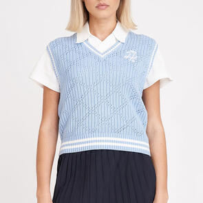 HUFFER DIAMOND CROP VEST ICE BLUE
