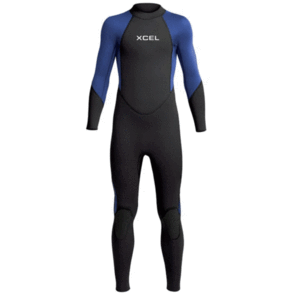 XCEL WETSUITS 2025 YOUTH AXIS 3/2 FLATLOCK BACKZIP STEAMER BLACK/NAVY
