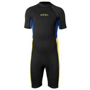 XCEL WETSUITS 2025 YOUTH AXIS 2MM S/S BACKZIP SPRINGSUIT BLACK/NAVY/MARIGOLD