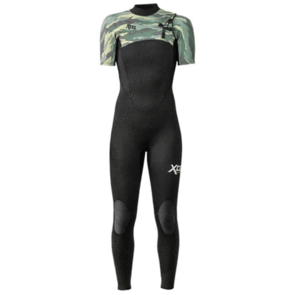 XCEL WETSUITS YOUTH COMP S/S FULLSUIT - BLACK/GREEN CAMO