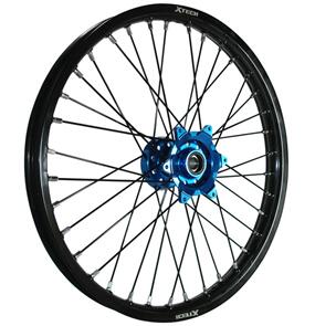 X-TECH YAM LATE YZF/WRF 1.6X21 FRONT BLK RIM/BLU HUB/SLV SPK