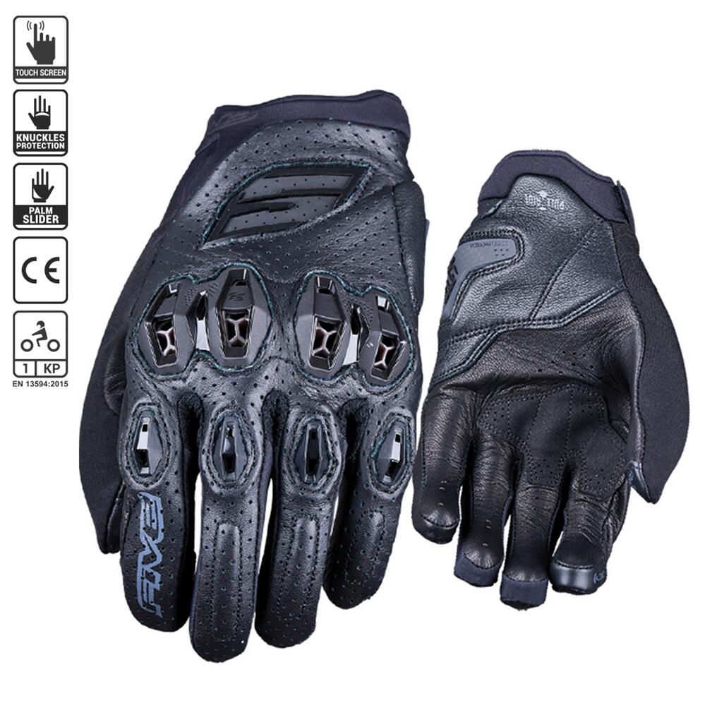 Five Stunt Evo Leather Vented Black Gloves