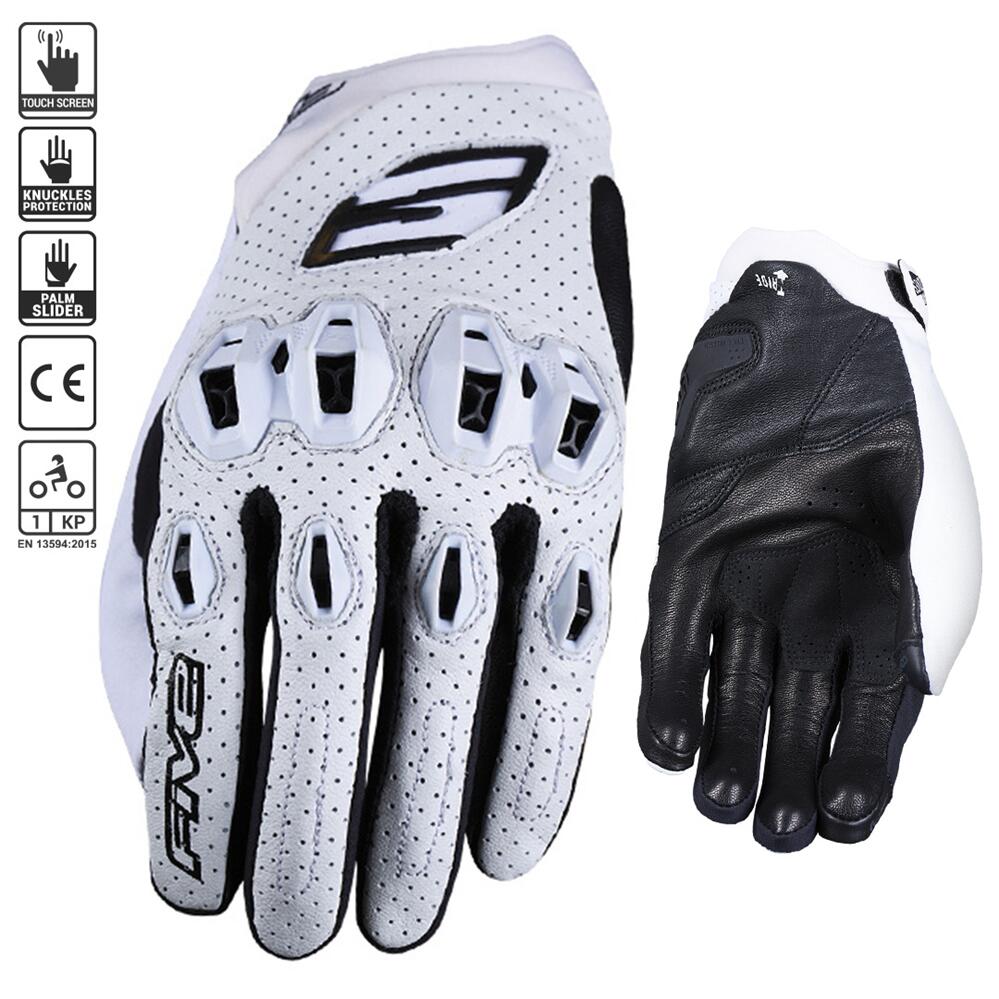 Five Stunt Evo Leather Vented Gloves White