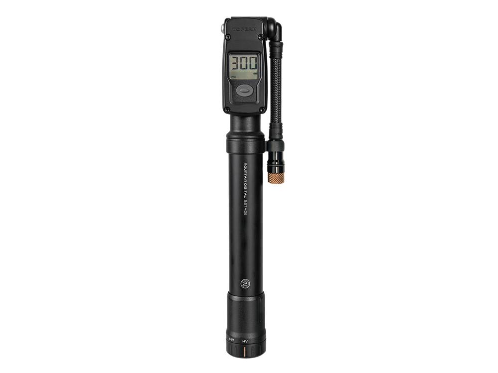Topeak Mini & Shock Pump Mountain 2Stage 2-Stage Swtich And Digital Pressure Gauge, 300Psi/20.7 Bar, Smarthead