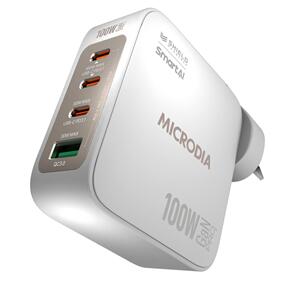 MICRODIA SMARTCUBE NANO 100W 4 PORT GAN WALL CHARGER - WHITE