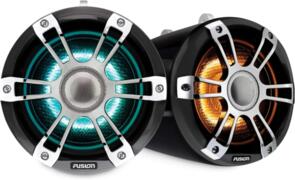 FUSION 8.8'' SPORTS GRILLE GREY CHROME TOWER SPEAKER WITH LEDS SG-FLT882SPC
