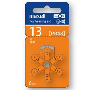 MAXELL HEARING AID BATTERY ZA13 6 PACK