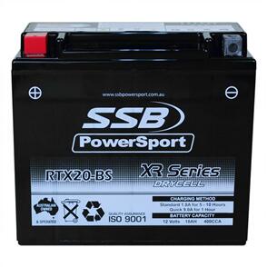 SSB MOTORCYCLE AND POWERSPORTS BATTERY (YTX20-BS) AGM 12V 18AH 400CCA BY  SSB HIGH PERFORMANCE