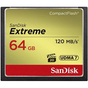 SANDISK EXTREME COMPACT FLASH 64GB UP TO 120MB/S CF CARD UDMA 7 VPG-20