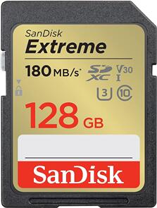 SANDISK EXTREME SDXC 256GB UP TO 180MB/S SD CARD CLASS 10 V30 UHS-I